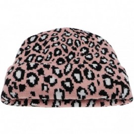 Skullies & Beanies Women Men Winter Hats Leopard Print Cuffed Beanie Double Layers Thick Knitted Soft Warm Slouchy Skull Ski ...