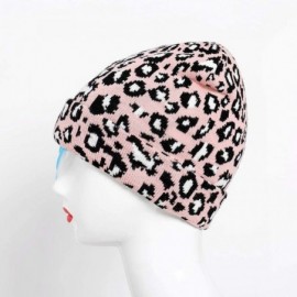 Skullies & Beanies Women Men Winter Hats Leopard Print Cuffed Beanie Double Layers Thick Knitted Soft Warm Slouchy Skull Ski ...