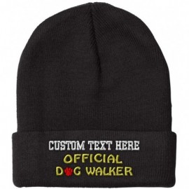 Skullies & Beanies Custom Beanie for Men & Women Official Dog Walker Embroidery Skull Cap Hat - Black - CI18ZWOO4HM $16.34