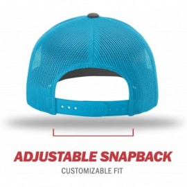 Baseball Caps Richardson Unisex 112 Trucker Adjustable Snapback Baseball Cap- Split Charcoal/Neon Blue- One Size Fits Most - ...