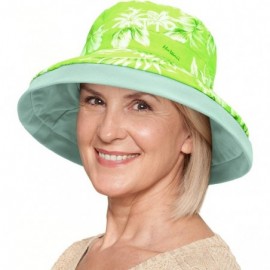 Sun Hats Womens Bucket Hat UV Sun Protection Lightweight Packable Summer Travel Beach Cap - Green Hawaii Flower Print - C518Q...