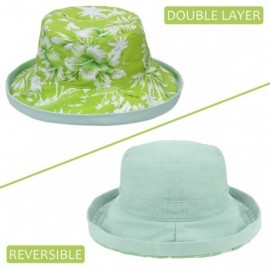 Sun Hats Womens Bucket Hat UV Sun Protection Lightweight Packable Summer Travel Beach Cap - Green Hawaii Flower Print - C518Q...