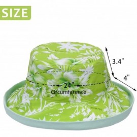 Sun Hats Womens Bucket Hat UV Sun Protection Lightweight Packable Summer Travel Beach Cap - Green Hawaii Flower Print - C518Q...