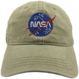 Baseball Caps NASA Worm Meatball Logo Embroidered Washed Space DAD Cap - Khaki - C7189N6L304 $9.06