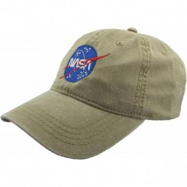 Baseball Caps NASA Worm Meatball Logo Embroidered Washed Space DAD Cap - Khaki - C7189N6L304 $9.06