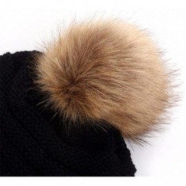 Skullies & Beanies Trendy Fur Men Women Parent Child Baggy Warm Crochet Winter Wool Knit Ski Beanie Caps Snow Hat Beanie - CH...