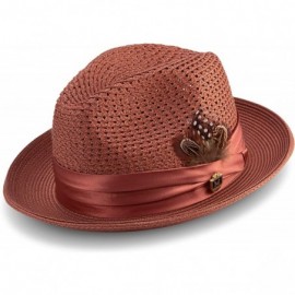 Fedoras Men's Braided Pinch Fedora Hat H24 - Cognac - CI1972CD3L8 $50.62