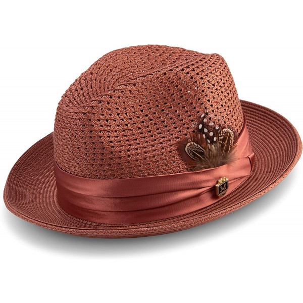 Fedoras Men's Braided Pinch Fedora Hat H24 - Cognac - CI1972CD3L8 $50.62