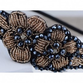 Headbands Womens Topaz Gold Gunmetal Black Floral Leaf Beaded Statement Headband - CJ18D2LUXE6 $13.13