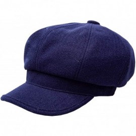 Newsboy Caps Newsboy Cap Women Winter Wool - 2020 New Gatsby 90s Cabbie Hat - 01 Navy Blue - CH192TRHQIR $31.48