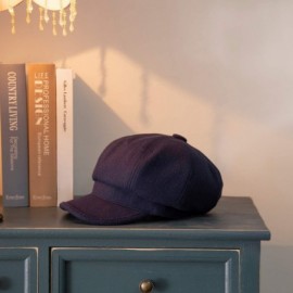 Newsboy Caps Newsboy Cap Women Winter Wool - 2020 New Gatsby 90s Cabbie Hat - 01 Navy Blue - CH192TRHQIR $20.44