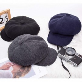 Newsboy Caps Newsboy Cap Women Winter Wool - 2020 New Gatsby 90s Cabbie Hat - 01 Navy Blue - CH192TRHQIR $20.44