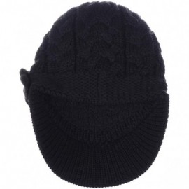 Skullies & Beanies Womens Winter Visor Cap Beanie Hat Wool Blend Lined Crochet Decoration - Black Rose - CW18WCHYWW3 $22.06
