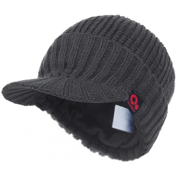 Visors Visor Beanie Winter Hats for Men Women Billed Beanie Fleece Lined Knit Ski Skull Cap - A-gray - CS18IOOKSTY $18.87