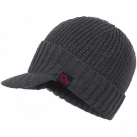 Visors Visor Beanie Winter Hats for Men Women Billed Beanie Fleece Lined Knit Ski Skull Cap - A-gray - CS18IOOKSTY $18.87