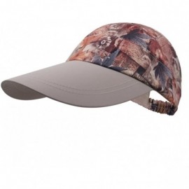 Baseball Caps Women's Visor Big Brim Quick Dry Open Top Hat UPF 50+ - Khaki - CJ18EAZ0RGK $9.46