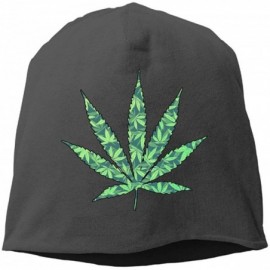 Skullies & Beanies Marijuana Leaf Weed Winter Beanie Skull Cap Warm Knit Ski Slouchy Hat Durable - Black - CC18IECW6SI $17.54
