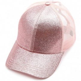 Baseball Caps Hatsandscarf Ponytail caps Messy Buns Trucker Plain Baseball Cap (BT-6) - Glitter-pink - CU18Q27SZIW $25.94