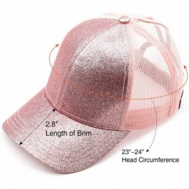 Baseball Caps Hatsandscarf Ponytail caps Messy Buns Trucker Plain Baseball Cap (BT-6) - Glitter-pink - CU18Q27SZIW $11.37