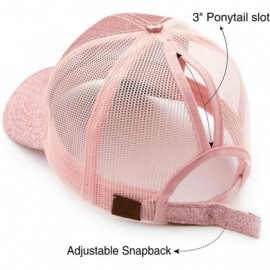 Baseball Caps Hatsandscarf Ponytail caps Messy Buns Trucker Plain Baseball Cap (BT-6) - Glitter-pink - CU18Q27SZIW $11.37