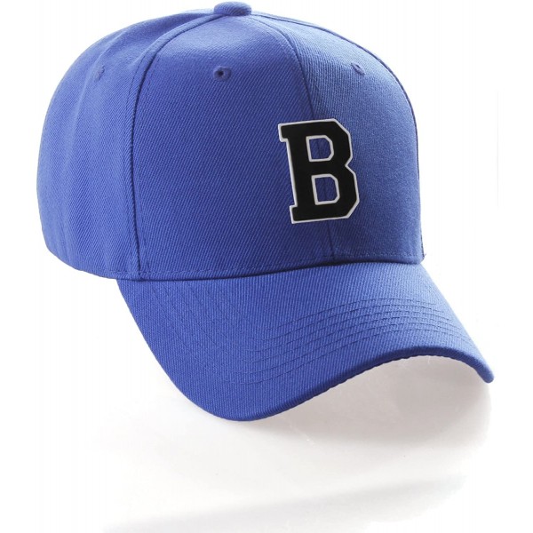 Baseball Caps Classic Baseball Hat Custom A to Z Initial Team Letter- Blue Cap White Black - Letter B - CB18IDS98A5 $11.15