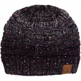 Skullies & Beanies Women's Trendy Four Tone Multi Color Ribbed Cable Knit Beanie - Black - C012K7GTEXR $26.72