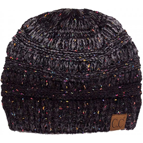 Skullies & Beanies Women's Trendy Four Tone Multi Color Ribbed Cable Knit Beanie - Black - C012K7GTEXR $12.57