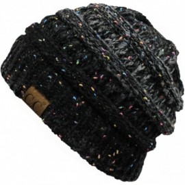 Skullies & Beanies Women's Trendy Four Tone Multi Color Ribbed Cable Knit Beanie - Black - C012K7GTEXR $12.57