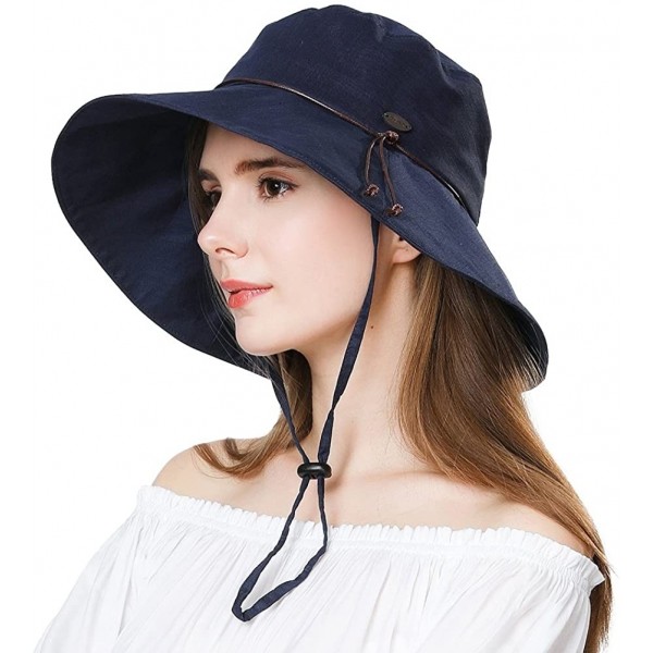 Sun Hats Womens Packable Ponytail SPF 50 Sun Hat Summer Gardening Hiking Fishing 55-61cm - Navy_99024 - CB18CWDQAD9 $19.71