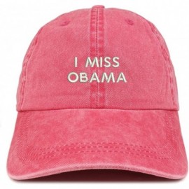 Baseball Caps I Miss Obama Embroidered Pigment Dyed Cotton Baseball Cap - Red - C318CWWZ3YH $22.05