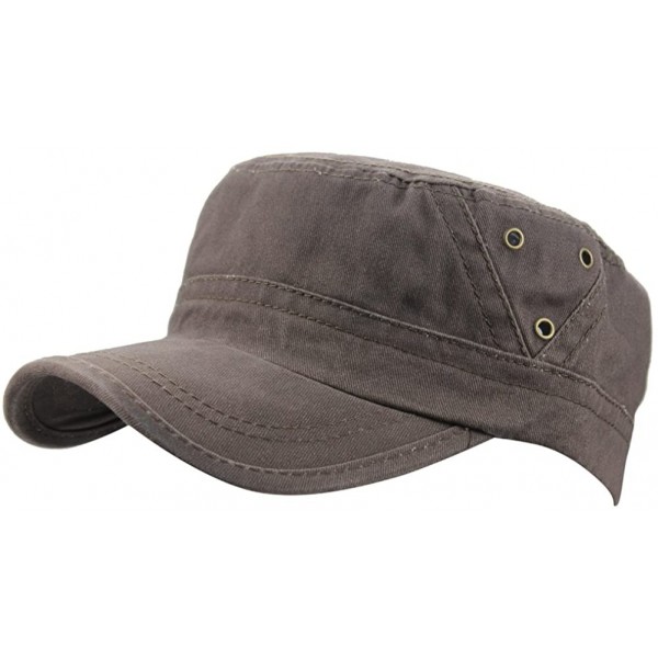 Baseball Caps Men's Cotton Flat Top Peaked Baseball Twill Army Military Corps Hat Cap Visor - Coffee - C112DSYC0GD $9.26