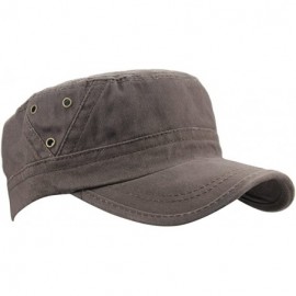 Baseball Caps Men's Cotton Flat Top Peaked Baseball Twill Army Military Corps Hat Cap Visor - Coffee - C112DSYC0GD $9.26