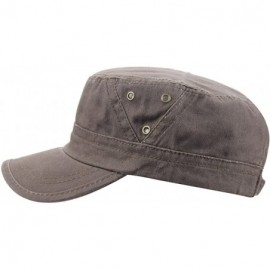 Baseball Caps Men's Cotton Flat Top Peaked Baseball Twill Army Military Corps Hat Cap Visor - Coffee - C112DSYC0GD $9.26