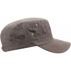 Baseball Caps Men's Cotton Flat Top Peaked Baseball Twill Army Military Corps Hat Cap Visor - Coffee - C112DSYC0GD $9.26