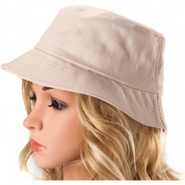 Bucket Hats Sun Protection Bucket Hat- Women Men Cotton Canvas Hat- Fisherman Cap Gifts - Beige&white - CI18QAYD4C8 $14.75