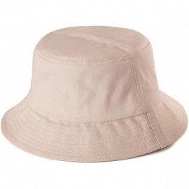 Bucket Hats Sun Protection Bucket Hat- Women Men Cotton Canvas Hat- Fisherman Cap Gifts - Beige&white - CI18QAYD4C8 $14.75