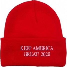 Skullies & Beanies MAGA 2020 Donald Trump Keep America Great! 100% Made in USA Premium Red Beanie - CL18I0LZC7E $18.05