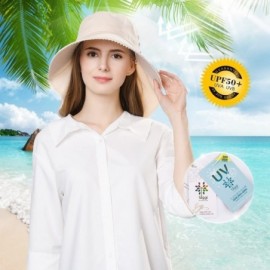 Sun Hats UV Protection Summer Sun Hat Women Packable Cotton Ponytail Chin Strap 55-59CM - 99034_beige - CM18DQWIUDU $16.23