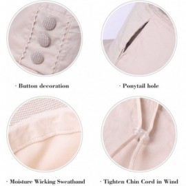 Sun Hats UV Protection Summer Sun Hat Women Packable Cotton Ponytail Chin Strap 55-59CM - 99034_beige - CM18DQWIUDU $16.23