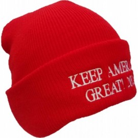 Skullies & Beanies MAGA 2020 Donald Trump Keep America Great! 100% Made in USA Premium Red Beanie - CL18I0LZC7E $18.05