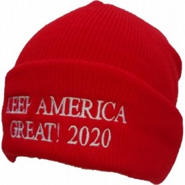 Skullies & Beanies MAGA 2020 Donald Trump Keep America Great! 100% Made in USA Premium Red Beanie - CL18I0LZC7E $18.05