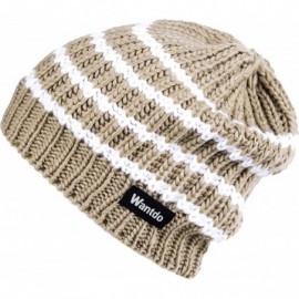 Skullies & Beanies Unisex Winter Knitted Warm Thick Outdoors Beanie Hat - Khaki 05 - CE184YLNTAU $17.10