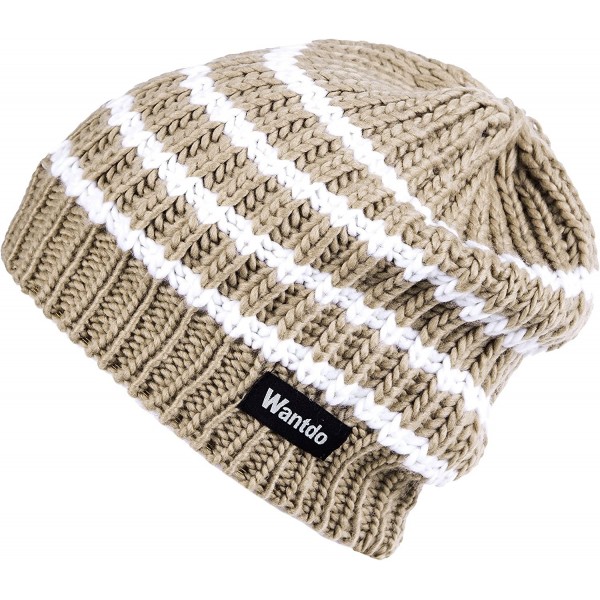 Skullies & Beanies Unisex Winter Knitted Warm Thick Outdoors Beanie Hat - Khaki 05 - CE184YLNTAU $7.77