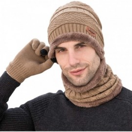 Skullies & Beanies Winter Hat Scarf Gloves Set Skull Cap Neck Warmer and Touch Screen Gloves - Khaki - CE18AHRDCC8 $11.63