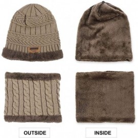 Skullies & Beanies Winter Hat Scarf Gloves Set Skull Cap Neck Warmer and Touch Screen Gloves - Khaki - CE18AHRDCC8 $11.63