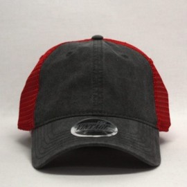 Baseball Caps Vintage Washed Cotton Soft Mesh Adjustable Baseball Cap - Charcoal/Charcoal/Red - CZ189WG7KQA $9.50