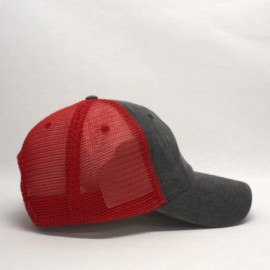 Baseball Caps Vintage Washed Cotton Soft Mesh Adjustable Baseball Cap - Charcoal/Charcoal/Red - CZ189WG7KQA $9.50