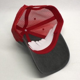 Baseball Caps Vintage Washed Cotton Soft Mesh Adjustable Baseball Cap - Charcoal/Charcoal/Red - CZ189WG7KQA $9.50