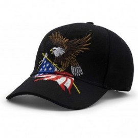 Baseball Caps American Flag USA Eagle Baseball Cap 3D Embroidery Hats for Men Women - Black - CM18TSYRLTC $12.50