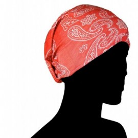 Balaclavas Automotive Gear Balaclavas Seamless Face Mask Bandanas - 1pk Large Paisley- Orange - C211AKFL1VX $11.17